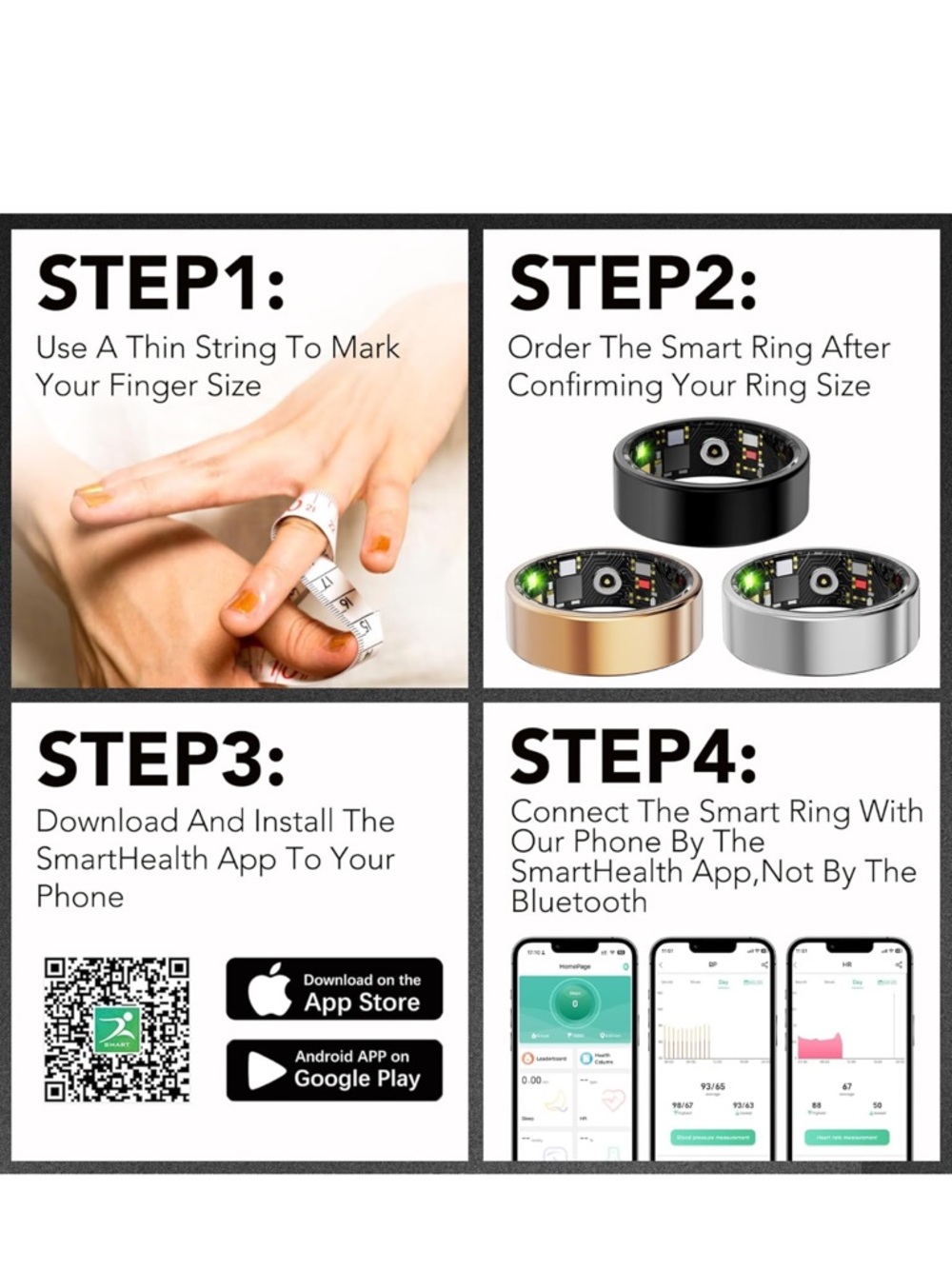 Smart Ring in Silver - Compatible with Mobile App brand new size 12 - Picture 5 of 11
